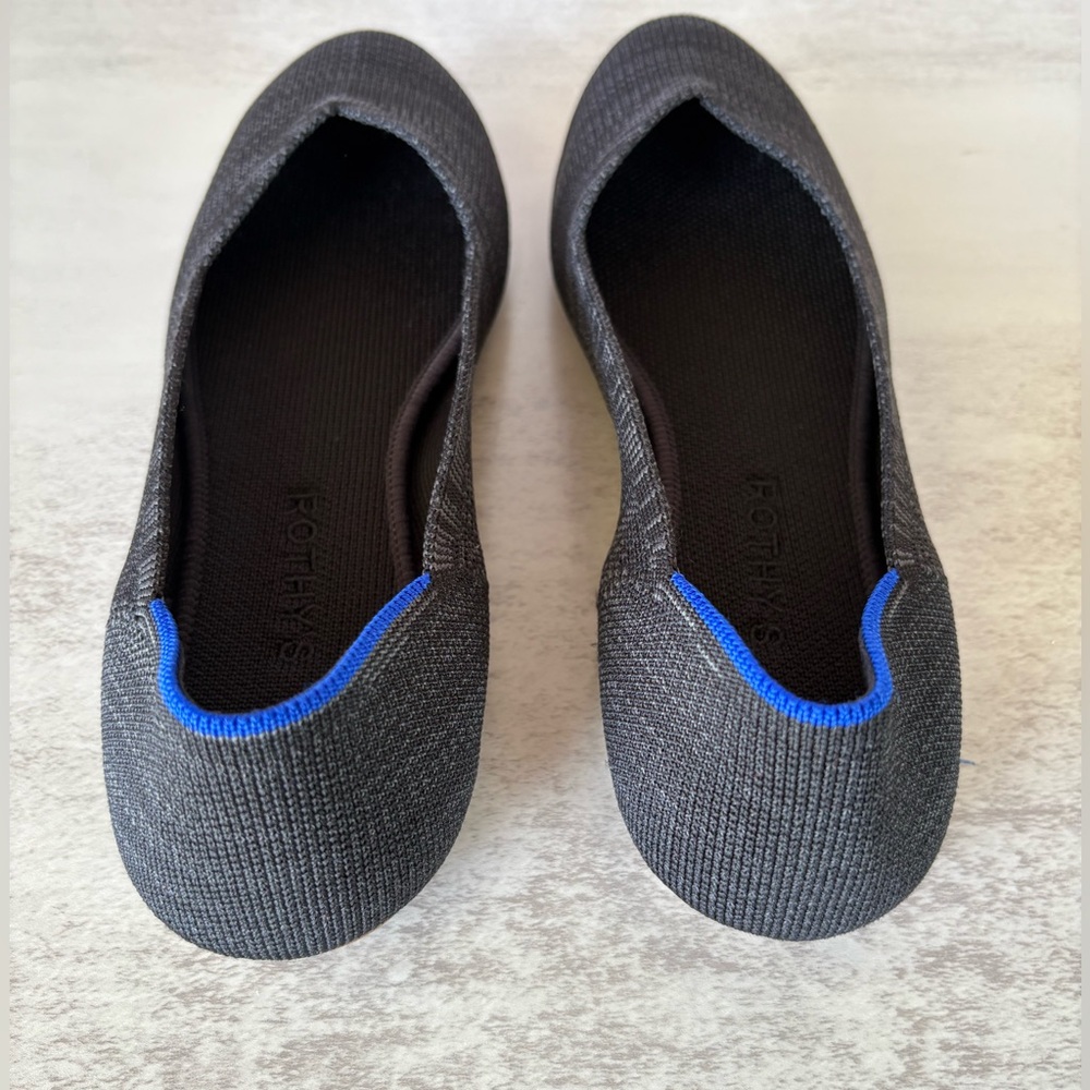 Rothy’s Women’s Black Heathered Round Toe The Flat Ballet Loafers-Size: 9-EUC - Picture 2 of 7